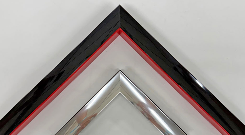  Alu Double mini gondole Noir rehausse rouge vif interieur argent